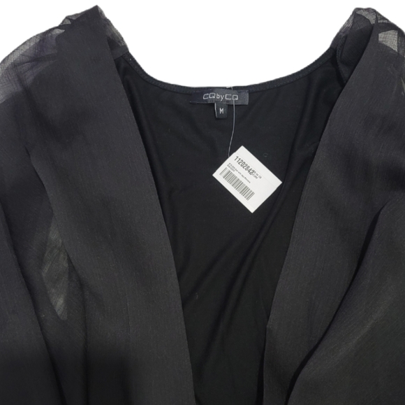 CQ by CQ New Black Sheer Faux Wrap Bodysuit - Picture 5 of 6